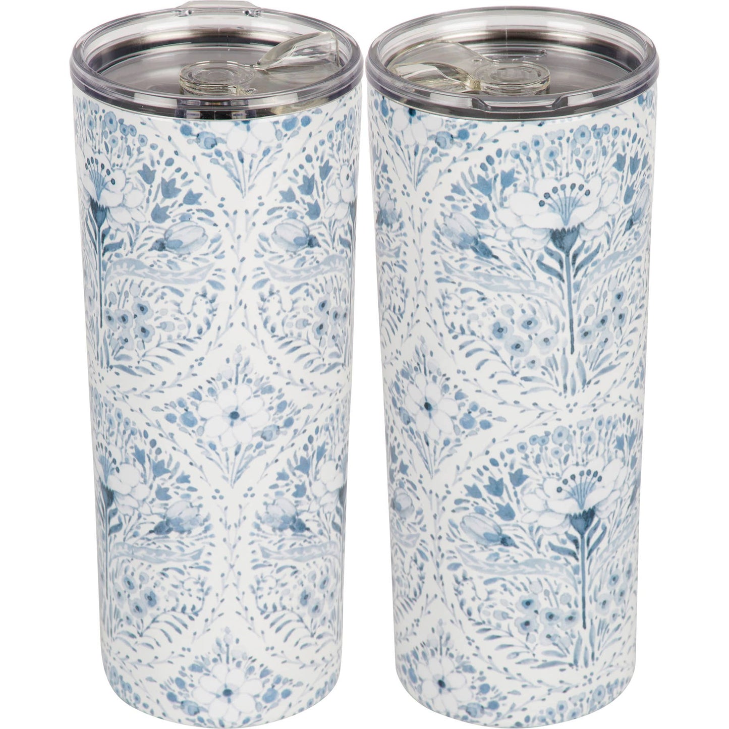 Indigo Floral Coffee Tumbler