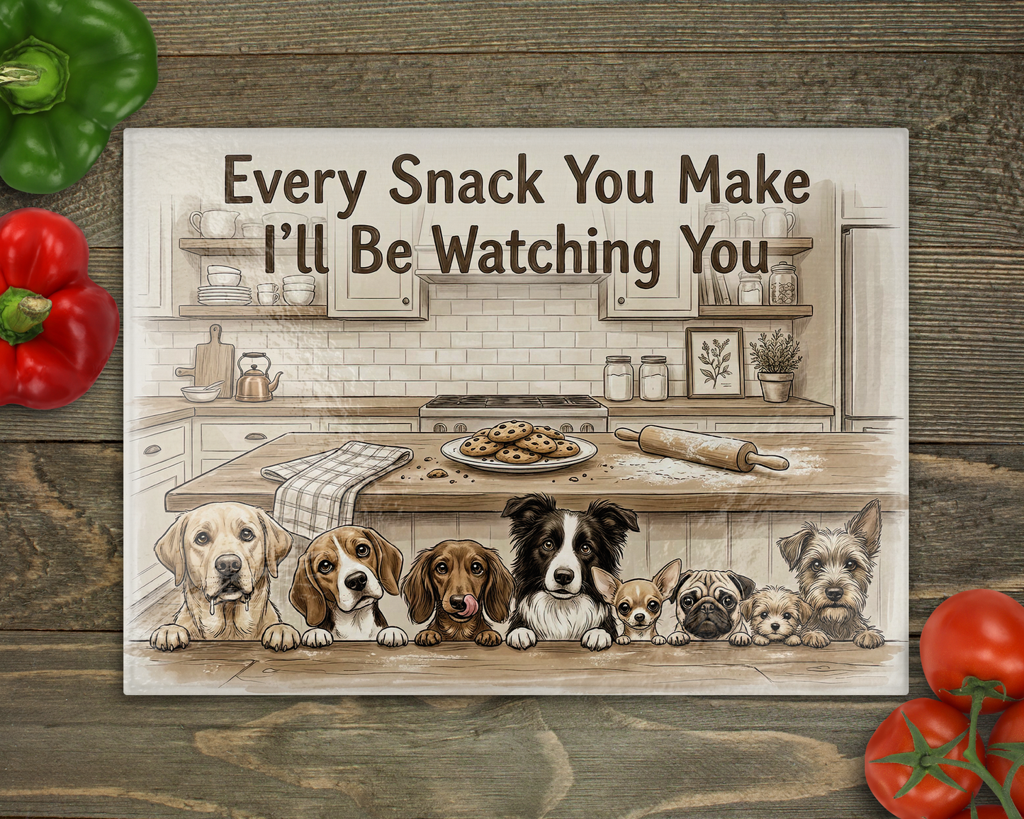 Dog Snacks New Glass Cutting Board
