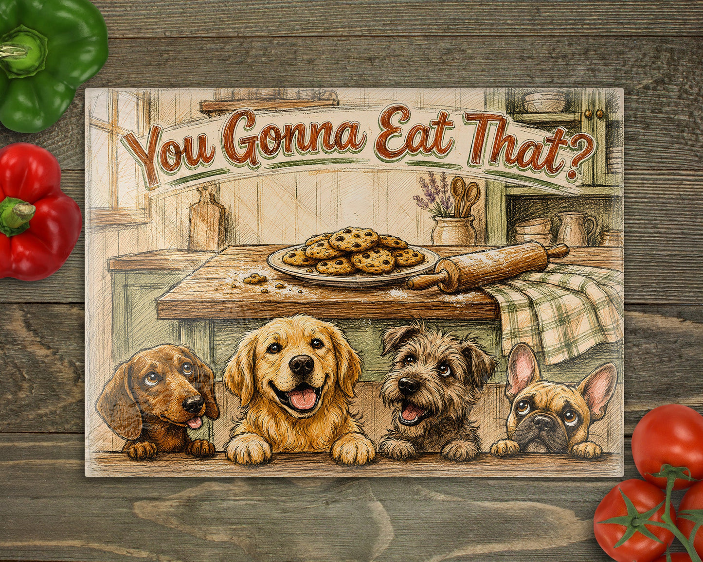 Dogs You Gonna Eat That Glass Cutting Board