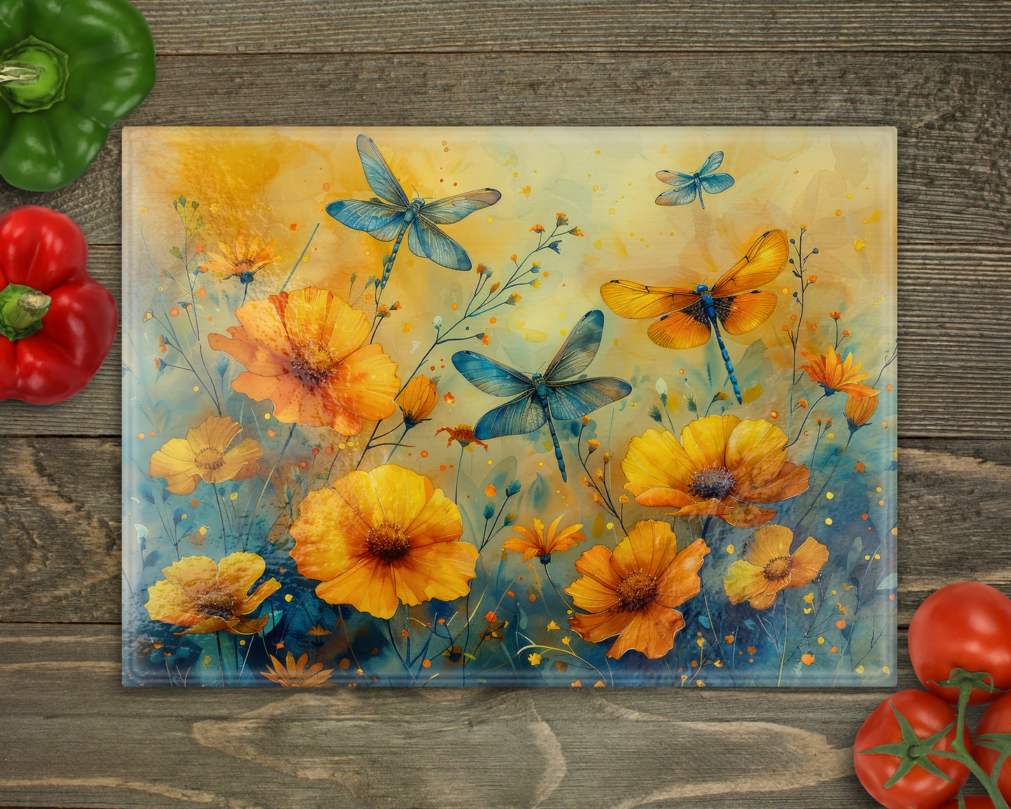 Dragonflies Glass Cutting Board