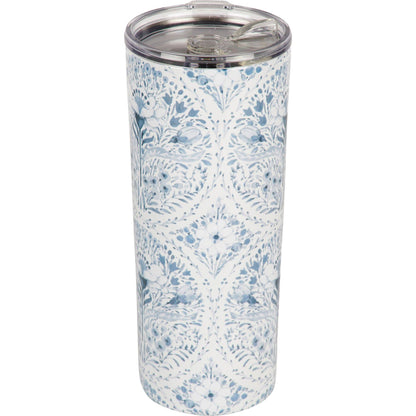 Indigo Floral Coffee Tumbler