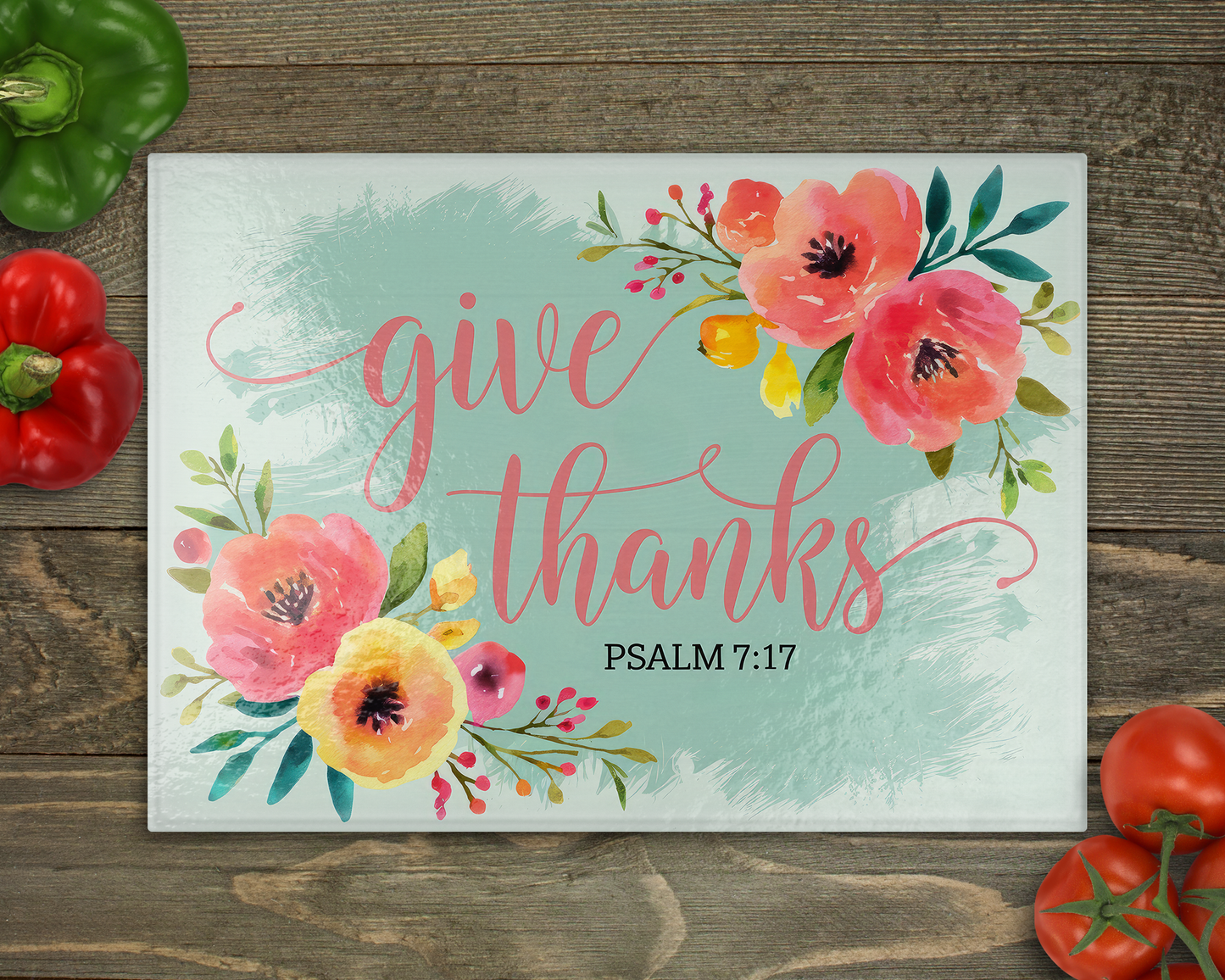 Give Thanks Glass Cutting Board