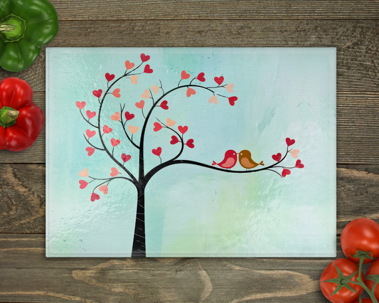 Lovebirds Glass Cutting Board