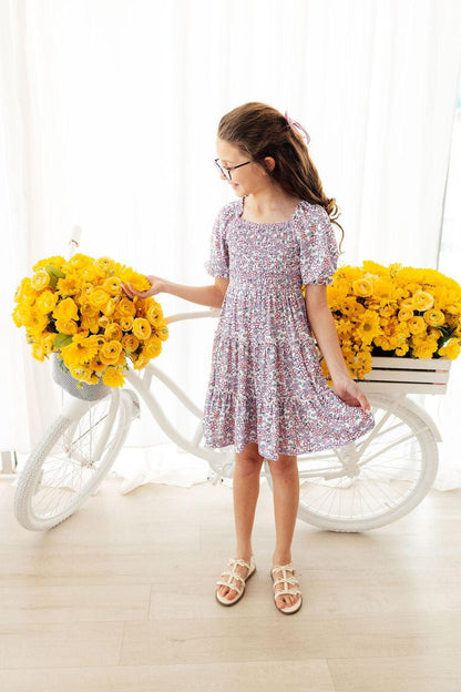 Lovely Lavender Smocked Ruffle Dress