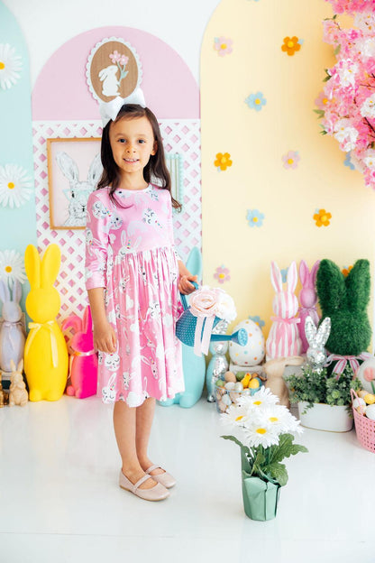 Bunny Love 3/4 Sleeve Pocket Twirl Dress
