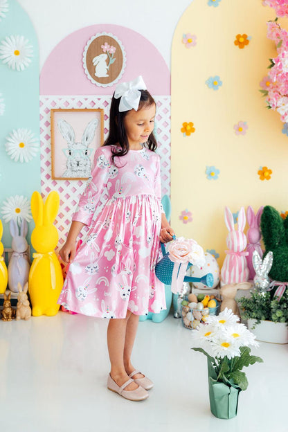Bunny Love 3/4 Sleeve Pocket Twirl Dress