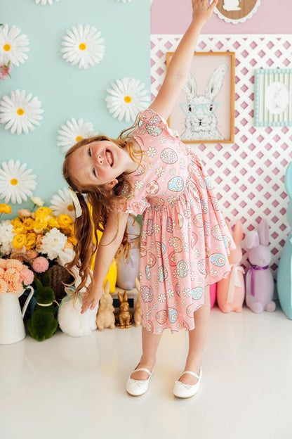 Easter Egg Hunt Flutter Sleeve Twirl Dress