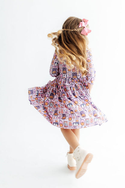 Ghouls Just Want to Have Fun 3/4 Sleeve Pocket Twirl Dress