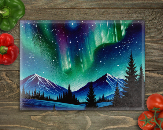 Northern Lights Glass Cutting Board