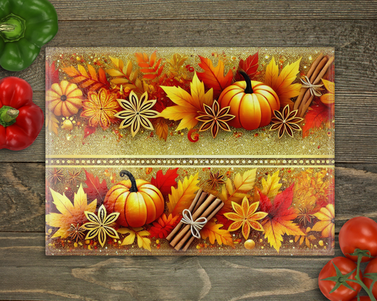 Pumpkin Spice Glass Cutting Board
