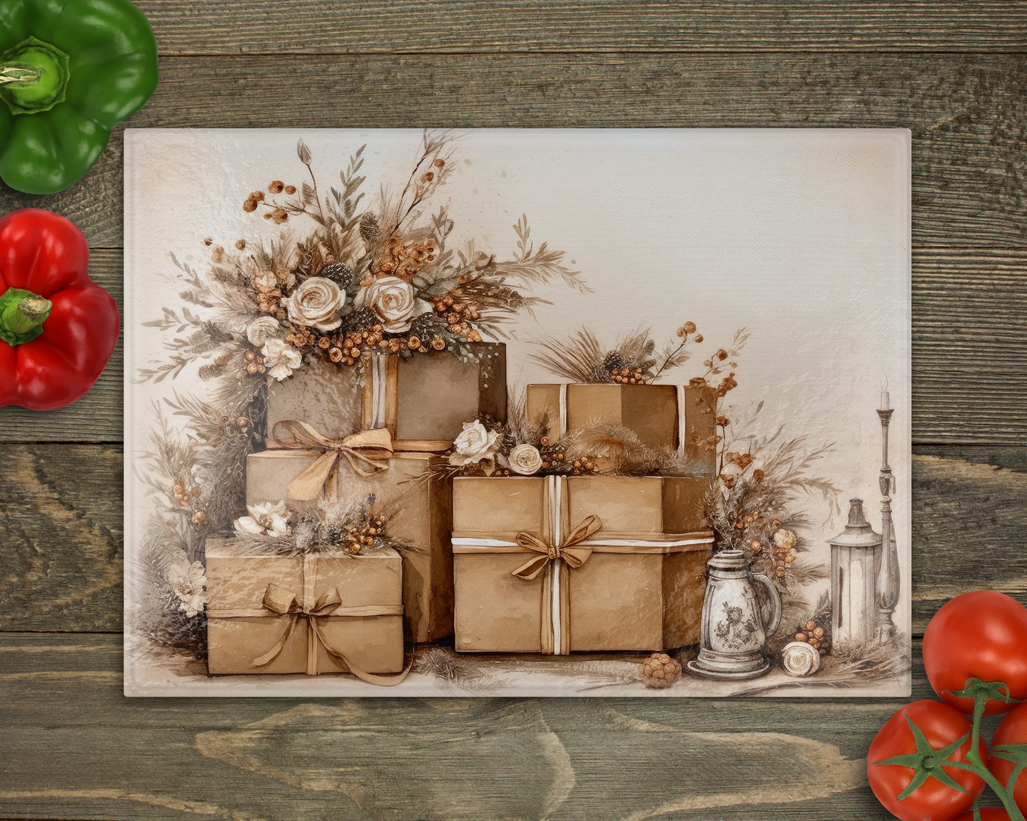 Rustic Presents Glass Cutting Board