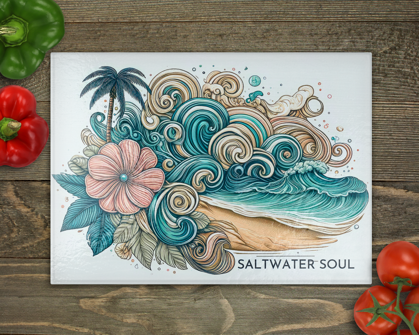 Saltwater Soul Glass Cutting Board