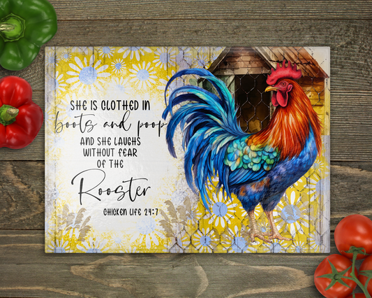 She is clothed Glass Cutting Board