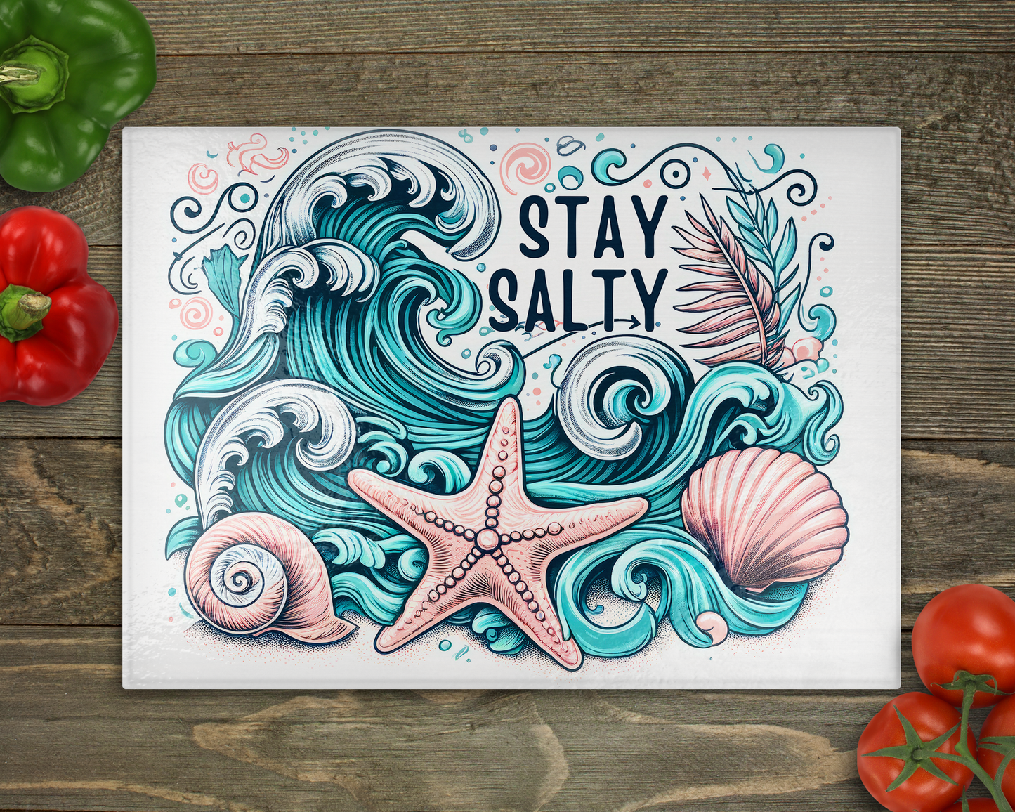 Stay Salty Glass Cutting Board