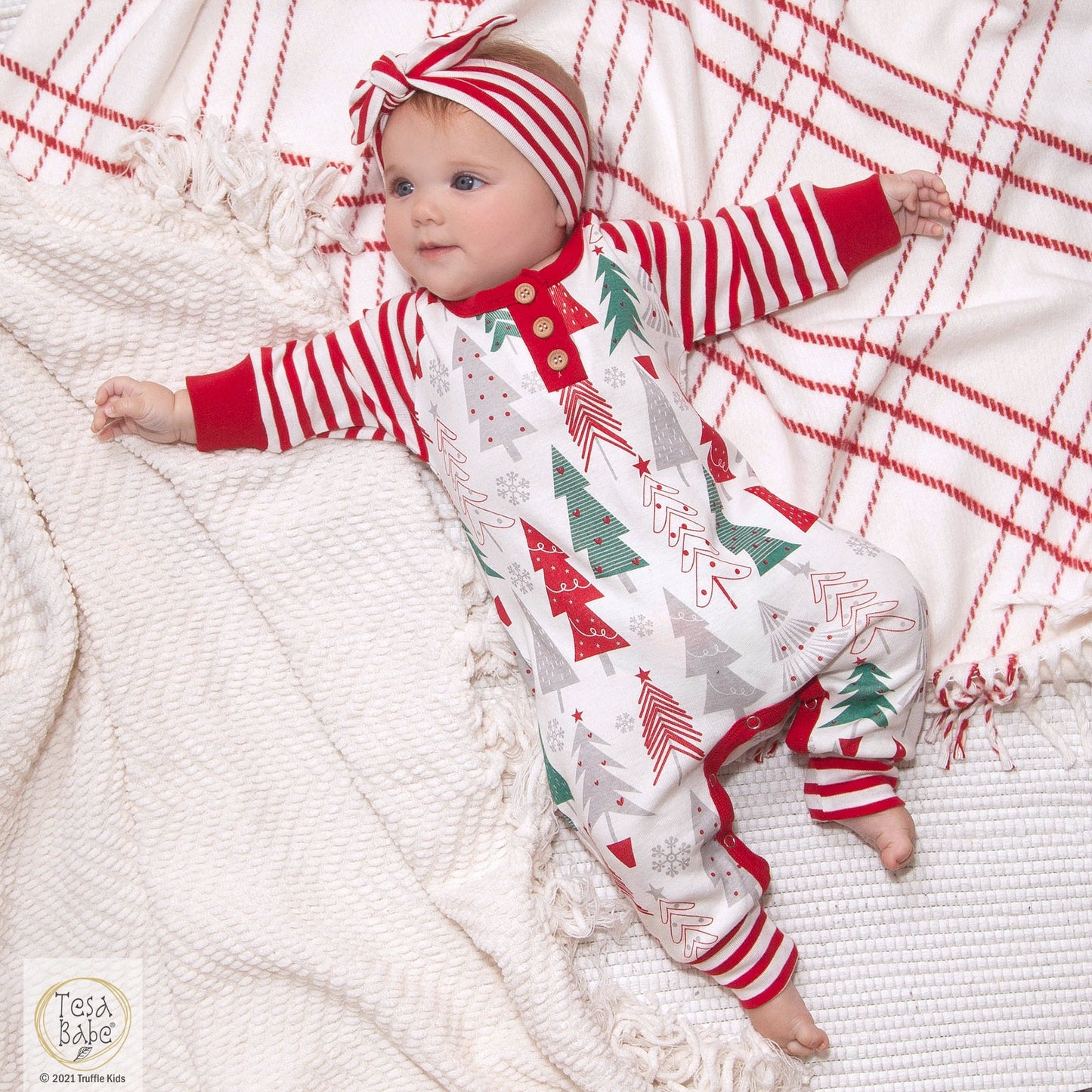 Christmas Tree Baby Romper – Soft Cotton Holiday Outfit