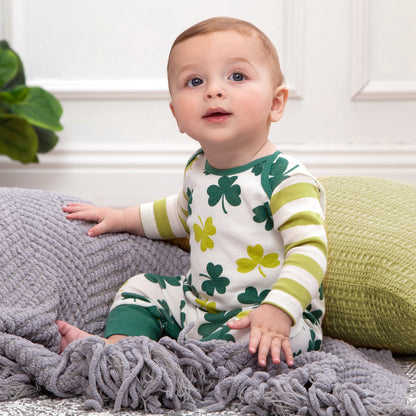 Baby's St. Patty's Shamrocks & Clovers Cotton Romper