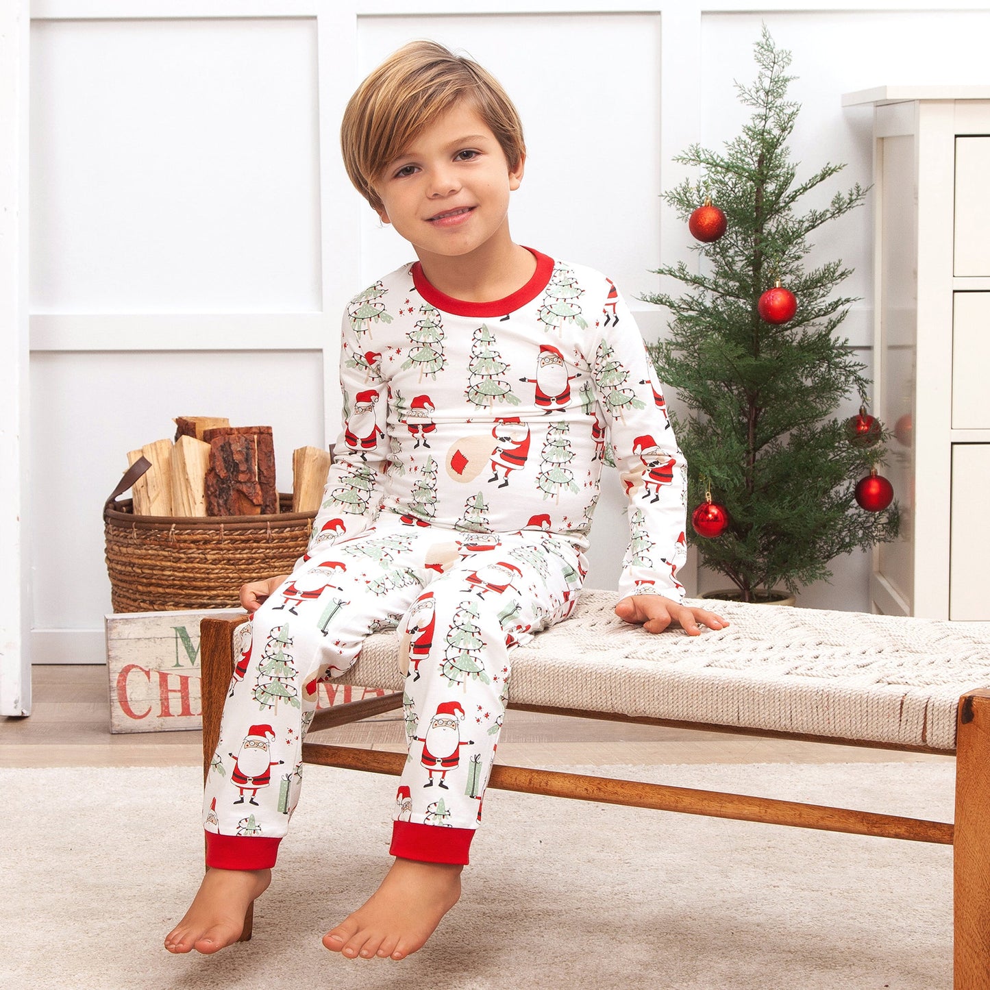 Christmas Santa Kid's Bamboo Pajama Set - Family Matching