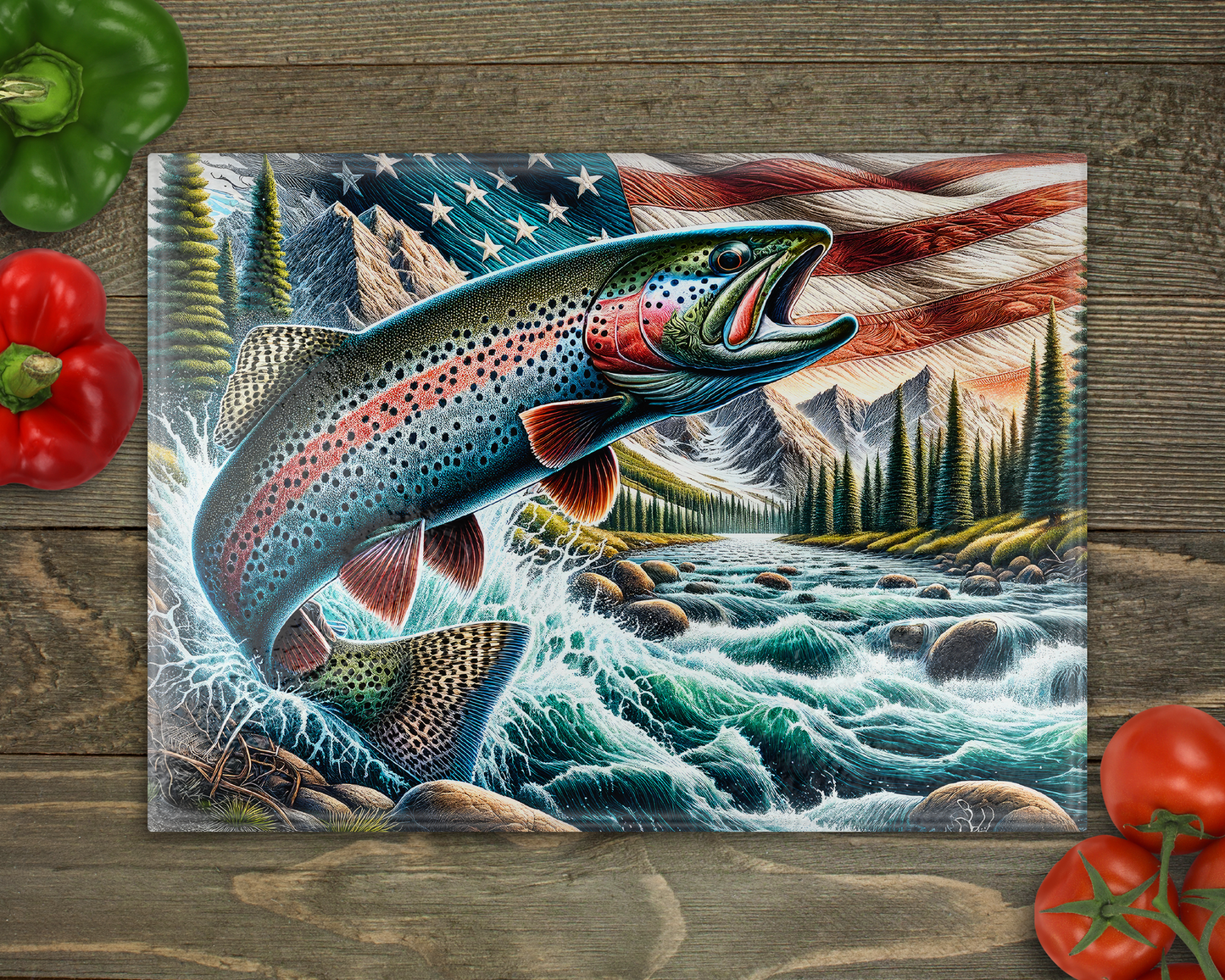 Trout Glass Cutting Board